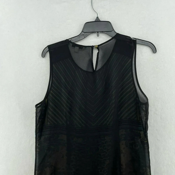 CAbi 565 Buchanan Tunic Women's Sz M Blue Black Leopard Print Striped Keyhole - Picture 9 of 10